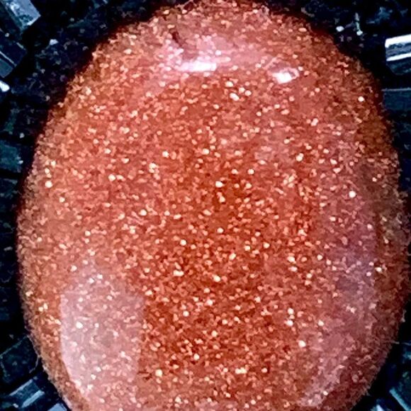 Hand beaded goldstone black glass bugle bead earrings pierced artist made - Picture 5 of 13